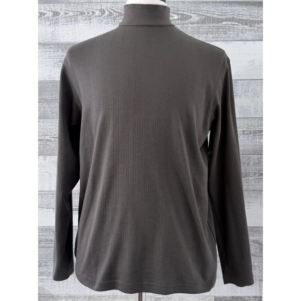 Perry Ellis Shirt Mock Neck Gray Long Sleeve Knit Top Men's Size M